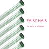 WENNALIFE Hair Tinsel Clip In for Girls Champagne, 6pcs 24 inch Hair Tinsel Clips Tinsel Hair Extensions Clip in Colorful Glitter Tinsel Hair Clips Sparkle Fairy Hair Accessories for Kids(C-#Green)