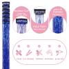 WENNALIFE Hair Tinsel Clip In for Girls Champagne, 6pcs 24 inch Hair Tinsel Clips Tinsel Hair Extensions Clip in Colorful Glitter Tinsel Hair Clips Sparkle Fairy Hair Accessories for Kids(C-#Sky Blue)