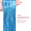 WENNALIFE Hair Tinsel Clip In for Girls Champagne, 6pcs 24 inch Hair Tinsel Clips Tinsel Hair Extensions Clip in Colorful Glitter Tinsel Hair Clips Sparkle Fairy Hair Accessories for Kids(T-#Sky Blue)