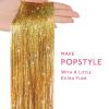 WENNALIFE Hair Tinsel Clip In for Girls Champagne, 6pcs 24 inch Hair Tinsel Clips Tinsel Hair Extensions Clip in Colorful Glitter Tinsel Hair Clips Sparkle Fairy Hair Accessories for Kids(T-#Gold)