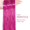 WENNALIFE Hair Tinsel Clip In for Girls Champagne, 6pcs 24 inch Hair Tinsel Clips Tinsel Hair Extensions Clip in Colorful Glitter Tinsel Hair Clips Sparkle Fairy Hair Accessories for Kids(T-#Rose Red)