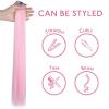 WENNALIFE Hair Tinsel Clip In for Girls Champagne, 6pcs 24 inch Hair Tinsel Clips Tinsel Hair Extensions Clip in Colorful Glitter Tinsel Hair Clips Sparkle Fairy Hair Accessories for Kids(12-#Pink)