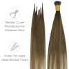 WENNALIFE I Tip Hair Extensions Human Hair, 50g 100s 14 Inch Auburn Ginger Remy Itip Human Hair Extensions Invisible Itips Straight I Tips Fusion Extensions Real Human Hair(I-#3/8/613 Ombre Walnut Brown to Ash Brown and Bleach Blonde)