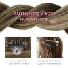 WENNALIFE I Tip Hair Extensions Human Hair, 50g 100s 14 Inch Auburn Ginger Remy Itip Human Hair Extensions Invisible Itips Straight I Tips Fusion Extensions Real Human Hair(M-#4/27/4 Balayage Chocolate Brown to Caramel Blonde)