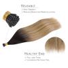 WENNALIFE I Tip Hair Extensions Human Hair, 50g 100s 14 Inch Auburn Ginger Remy Itip Human Hair Extensions Invisible Itips Straight I Tips Fusion Extensions Real Human Hair(I-#2/6/18 Dark Brown to Chestnut Brown and Dirty Blonde Highlighted)