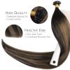 WENNALIFE I Tip Hair Extensions Human Hair, 50g 100s 14 Inch Auburn Ginger Remy Itip Human Hair Extensions Invisible Itips Straight I Tips Fusion Extensions Real Human Hair(U-#2/6/2 Balayage Dark Brown Mixed Chestnut Brown)