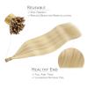 WENNALIFE I Tip Hair Extensions Human Hair, 50g 100s 14 Inch Auburn Ginger Remy Itip Human Hair Extensions Invisible Itips Straight I Tips Fusion Extensions Real Human Hair(I-#16/22 Light Blonde Highlighted Golden Blonde)