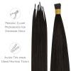 WENNALIFE I Tip Hair Extensions Human Hair, 50g 100s 14 Inch Auburn Ginger Remy Itip Human Hair Extensions Invisible Itips Straight I Tips Fusion Extensions Real Human Hair(I-#2 Dark Brown)