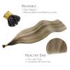 WENNALIFE I Tip Hair Extensions Human Hair, 50g 100s 14 Inch Auburn Ginger Remy Itip Human Hair Extensions Invisible Itips Straight I Tips Fusion Extensions Real Human Hair(I-#4/26/4 Balayage Chocolate Brown to Honey Blonde)