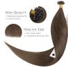 WENNALIFE I Tip Hair Extensions Human Hair, 50g 100s 14 Inch Auburn Ginger Remy Itip Human Hair Extensions Invisible Itips Straight I Tips Fusion Extensions Real Human Hair(U-#5 Light Ash Brown)