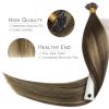 WENNALIFE I Tip Hair Extensions Human Hair, 50g 100s 14 Inch Auburn Ginger Remy Itip Human Hair Extensions Invisible Itips Straight I Tips Fusion Extensions Real Human Hair(U-#4/27/4 Balayage Chocolate Brown to Caramel Blonde)