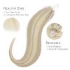 WENNALIFE I Tip Hair Extensions Human Hair, 50g 50s 18 Inch Dark Brown Remy Itip Human Hair Extensions Invisible Itips Straight I Tips Fusion Extensions Real Human Hair(M-#17A/60A Ash Blonde Highlighted Platinum Blonde)