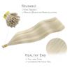 WENNALIFE I Tip Hair Extensions Human Hair, 50g 50s 18 Inch Dark Brown Remy Itip Human Hair Extensions Invisible Itips Straight I Tips Fusion Extensions Real Human Hair(I-#17A/60A Ash Blonde Highlighted Platinum Blonde)