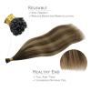 WENNALIFE I Tip Hair Extensions Human Hair, 50g 50s 18 Inch Dark Brown Remy Itip Human Hair Extensions Invisible Itips Straight I Tips Fusion Extensions Real Human Hair(I-#4/27/4 Balayage Chocolate Brown to Caramel Blonde)