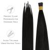 WENNALIFE I Tip Hair Extensions Human Hair, 50g 50s 18 Inch Dark Brown Remy Itip Human Hair Extensions Invisible Itips Straight I Tips Fusion Extensions Real Human Hair(I-#1B Natural Black)