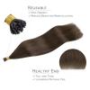 WENNALIFE I Tip Hair Extensions Human Hair, 50g 50s 18 Inch Platinum Blonde Remy Itip Human Hair Extensions Invisible Itips Straight I Tips Fusion Extensions Real Human Hair(I-#4 Chocolate Brown)