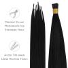 WENNALIFE I Tip Hair Extensions Human Hair, 50g 50s 18 Inch Platinum Blonde Remy Itip Human Hair Extensions Invisible Itips Straight I Tips Fusion Extensions Real Human Hair(I-#1 Jet Black)