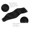 WENNALIFE Sew in Hair Extensions Real Human Hair, 18 Inch 90g Jet Black Machine Weft Hair Extensions Remy Hair Hand Tied Weft