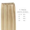 WENNALIFE Sew in Hair Extensions Real Human Hair, 18 Inch 90g Natural Black Machine Weft Remy Hair Hand Tied Weft Straight Extensiones De Cabello Hmano(#16/22 Light Blonde Highlighted Golden Blonde)