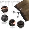 WENNALIFE Sew in Hair Extensions Real Human Hair, 18 Inch 90g Natural Black Machine Weft Remy Hair Hand Tied Weft Straight Extensiones De Cabello Hmano(#3/8/613 Ombre Walnut Brown to Ash Brown and Bleach Blonde)