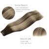 WENNALIFE Sew in Hair Extensions Real Human Hair, 18 Inch 90g Natural Black Machine Weft Remy Hair Hand Tied Weft Straight Extensiones De Cabello Hmano(#4/26/4 Balayage Chocolate Brown to Honey Blonde)