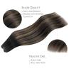 WENNALIFE Sew in Hair Extensions Real Human Hair, 18 Inch 90g Natural Black Machine Weft Remy Hair Hand Tied Weft Straight Extensiones De Cabello Hmano(#1B/6/1B Balayage Natural Black to Chestnut Brown)