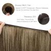 WENNALIFE Sew in Hair Extensions Real Human Hair, 18 Inch 90g Natural Black Machine Weft Remy Hair Hand Tied Weft Straight Extensiones De Cabello Hmano(#3/8/613 Ombre Walnut Brown to Ash Brown and Bleach Blonde)