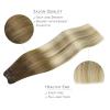 WENNALIFE Sew in Hair Extensions Real Human Hair, 18 Inch 90g Natural Black Machine Weft Remy Hair Hand Tied Weft Straight Extensiones De Cabello Hmano(#3/8/613 Ombre Walnut Brown to Ash Brown and Bleach Blonde)