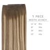 WENNALIFE Sew in Hair Extensions Real Human Hair, 18 Inch 90g Natural Black Machine Weft Remy Hair Hand Tied Weft Straight Extensiones De Cabello Hmano(#4/27/4 Balayage Chocolate Brown to Caramel Blonde)