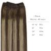WENNALIFE Sew in Hair Extensions Real Human Hair, 18 Inch 90g Natural Black Machine Weft Remy Hair Hand Tied Weft Straight Extensiones De Cabello Hmano(#4/26/4 Balayage Chocolate Brown to Honey Blonde)