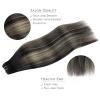 WENNALIFE Sew in Hair Extensions Real Human Hair, 18 Inch 90g Natural Black Machine Weft Remy Hair Hand Tied Weft Straight Extensiones De Cabello Hmano(#1B/19/1B Balayage Natural Black to Light Blonde)