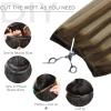 WENNALIFE Sew in Hair Extensions Real Human Hair, 18 Inch 90g Natural Black Machine Weft Remy Hair Hand Tied Weft Straight Extensiones De Cabello Hmano(#4/26/4 Balayage Chocolate Brown to Honey Blonde)