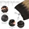 WENNALIFE Sew in Hair Extensions Real Human Hair, 18 Inch 90g Natural Black Machine Weft Remy Hair Hand Tied Weft Straight Extensiones De Cabello Hmano(#2/6/18 Dark Brown to Chestnut Brown and Dirty Blonde Highlighted)