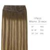 WENNALIFE Sew in Hair Extensions Real Human Hair, 18 Inch 90g Natural Black Machine Weft Remy Hair Hand Tied Weft Straight Extensiones De Cabello Hmano(Ge-#4/27/4 Balayage Chocolate Brown to Caramel Blonde)