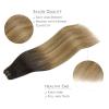 WENNALIFE Sew in Hair Extensions Real Human Hair, 18 Inch 90g Natural Black Machine Weft Remy Hair Hand Tied Weft Straight Extensiones De Cabello Hmano(#2/6/18 Dark Brown to Chestnut Brown and Dirty Blonde Highlighted)