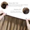 WENNALIFE Sew in Hair Extensions Real Human Hair, 18 Inch 90g Natural Black Machine Weft Remy Hair Hand Tied Weft Straight Extensiones De Cabello Hmano(#4/27/4 Balayage Chocolate Brown to Caramel Blonde)