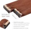 WENNALIFE Tape in Hair Extensions Human Hair, 20pcs 50g 18 inch Dark Auburn Copper Remy Hair Extensions Straight Human Hair Tape in Extensions Skin Weft Tape Extensions Human Hair