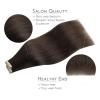 WENNALIFE Tape in Hair Extensions Human Hair, 40pcs 100g 18 inch Light Dark Brown Hair Extensions Real Human Hair Straight Tape in Extensions Invisible Human Hair Extensions Real Hair Extensions