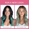 WENNALIFE Teal Green Clip in Hair Extensions Real Human Hair 35g 6pcs 16 Inch Colored Hair Extensions for Kids Women Colorful Hair Pieces Pop-up Style Straight Extensiones De Cabello Humano Con Clip
