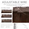 WENNALIFE Wire Hair Extensions (Increase 50% Lifespan) Real Human Hair 18 inch 95g Balayage Chocolate Brown to Honey Blonde Remy Wire Hair Extensions Invisible Transparent Real(#4 Chocolate Brown)