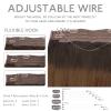 WENNALIFE Wire Hair Extensions (Increase 50% Lifespan) Real Human Hair 18 inch 95g Balayage Chocolate Brown to Honey Blonde Remy Wire Hair Extensions Invisible Transparent Real(#2/6/18 Dark Brown to Chestnut Brown and Dirty Blonde Highlighted)