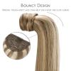 WENNALIFE Wire Hair Extensions (Increase 50% Lifespan) Real Human Hair 18 inch 95g Jet Black Remy Hair Invisible Transparent Wire Fish Line Straight Reusable Natural Extensiones De Cabello Humano(Pony-#8B/60B Ash Brown with Platinum Blonde Highlights)