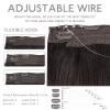 WENNALIFE Wire Hair Extensions (Increase 50% Lifespan) Real Human Hair 18 inch 95g Jet Black Remy Hair Invisible Transparent Wire Fish Line Straight Reusable Natural Extensiones De Cabello Humano(#1B Natural Black)