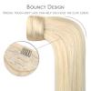 WENNALIFE Wire Hair Extensions (Increase 50% Lifespan) Real Human Hair 18 inch 95g Jet Black Remy Hair Invisible Transparent Wire Fish Line Straight Reusable Natural Extensiones De Cabello Humano(Pony-#60A Platinum Blonde)