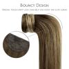 WENNALIFE Wire Hair Extensions (Increase 50% Lifespan) Real Human Hair 18 inch 95g Light Dark Brown Remy Wire Hair Extensions Invisible Transparent Fish Line Straight Real(Pony-#3/8/613 Walnut Brown to Ash Brown and Bleach Blonde)