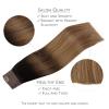WENNALIFE Wire Hair Extensions (Increase 50% Lifespan) Real Human Hair 18 inch 95g Light Dark Brown Remy Wire Hair Extensions Invisible Transparent Fish Line Straight Real(#2/6/18 Dark Brown to Chestnut Brown and Dirty Blonde Highlighted)