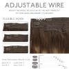 WENNALIFE Wire Hair Extensions (Increase 50% Lifespan) Real Human Hair 18 inch 95g Light Dark Brown Remy Wire Hair Extensions Invisible Transparent Fish Line Straight Real(#4/27/4 Balayage Chocolate Brown to Caramel Blonde)