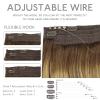 WENNALIFE Wire Hair Extensions (Increase 50% Lifespan) Real Human Hair 18 inch 95g Light Dark Brown Remy Wire Hair Extensions Invisible Transparent Fish Line Straight Real(#4/26/4 Balayage Chocolate Brown to Honey Blonde)