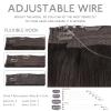 WENNALIFE Wire Hair Extensions (Increase 50% Lifespan) Real Human Hair 18 inch 95g Light Dark Brown Remy Wire Hair Extensions Invisible Transparent Fish Line Straight Real(#2 Dark Brown)