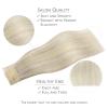 WENNALIFE Wire Hair Extensions (Increase 50% Lifespan) Real Human Hair 18 inch 95g Light Dark Brown Remy Wire Hair Extensions Invisible Transparent Fish Line Straight Real(#17A/60A Ash Blonde Highlighted Platinum Blonde)